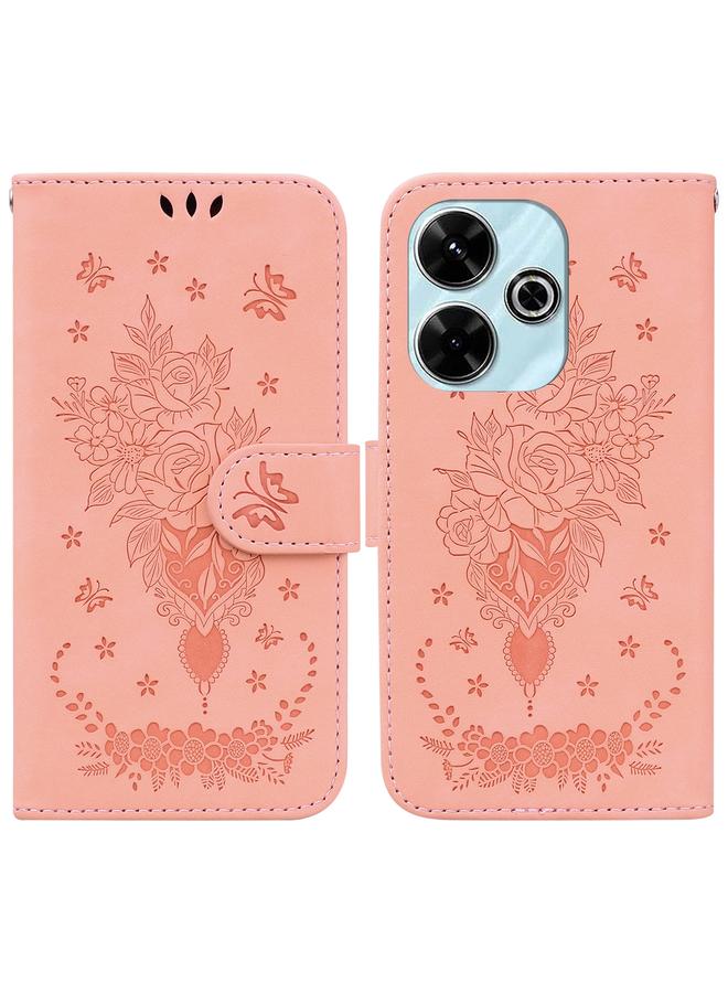 S-TOP Case For Redmi 13 4G Butterfly Rose Embossed Leather Phone Case - Image 1