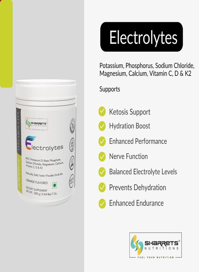 Sharrets Electrolytes Powder - MCTs with Potassium, Phosphorus, Sodium, Chloride, Magnesium, Calcium, Vitamin C, D & K2 (Combo of Unflavor & Orange Flavor) 200g Each - Image 3