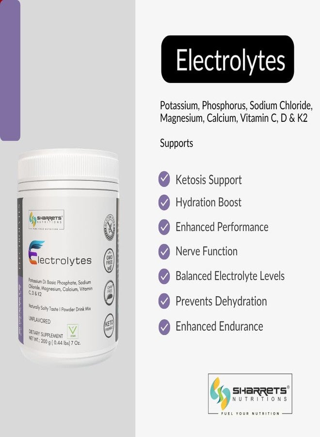 Sharrets Electrolytes Powder - MCTs with Potassium, Phosphorus, Sodium, Chloride, Magnesium, Calcium, Vitamin C, D & K2 (Combo of Unflavor & Orange Flavor) 200g Each - Image 2