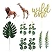 LEFUBABY Realistic Safari Jungle Animals Cake Toppers with Plam Leaf Eucalyptus Leaves Cake Decorations for Wild Themed Birthday Baby Shower Party Wild One - Image 3