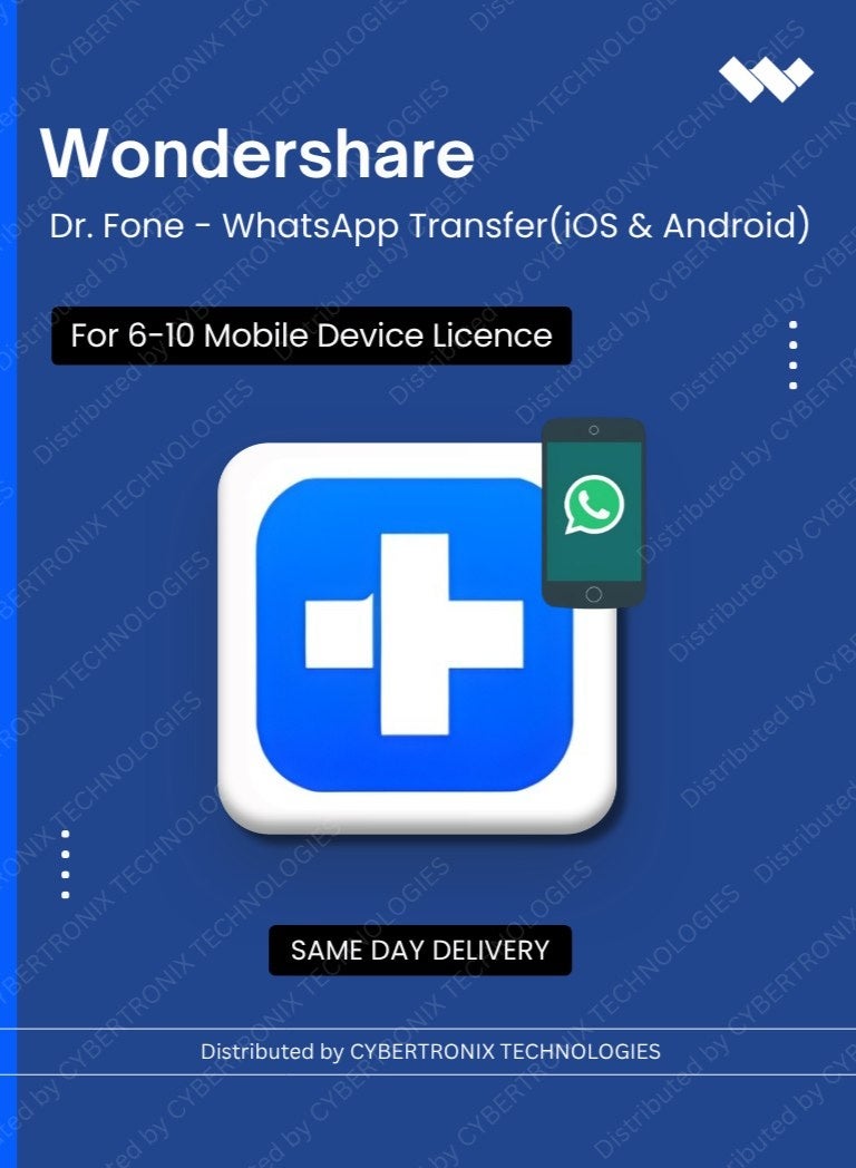 Wondershare Dr.Fone- نقل WhatsApp (iOS و Android) | 6-10 جهاز موبايل | ترخيص رقمي | توصيل في نفس اليوم