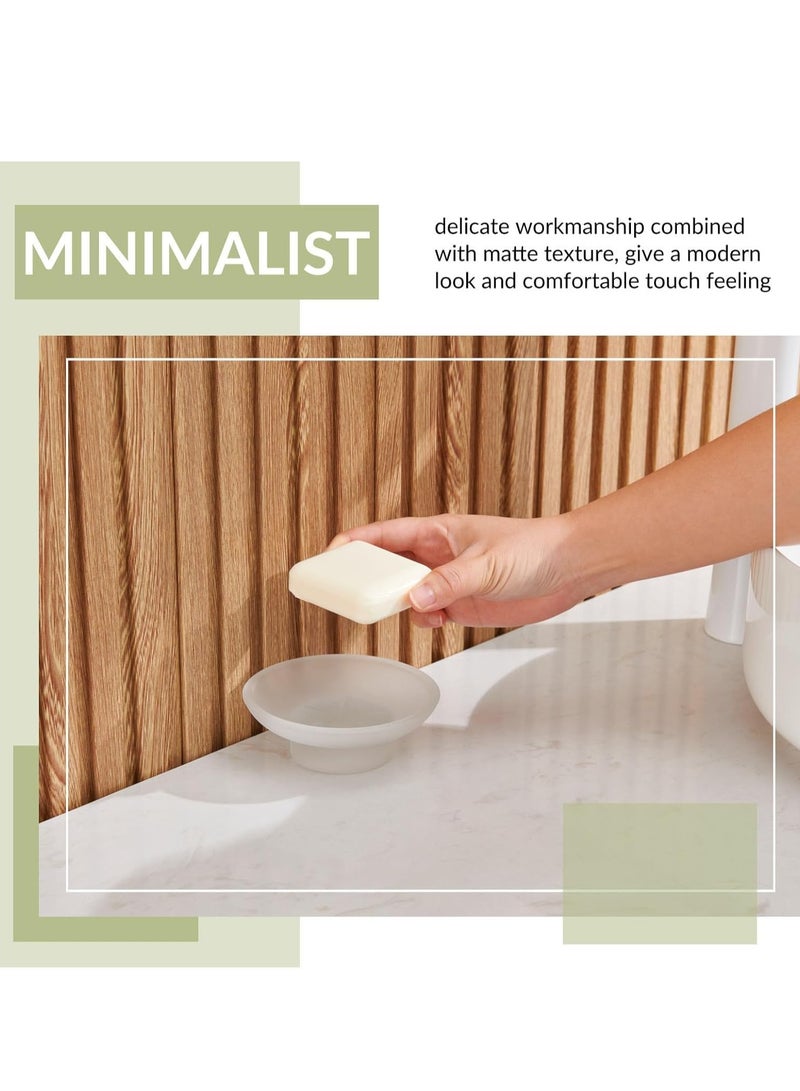 2 Pack Glass Soap Dish, Round Design, Keeps Soap Dry and Hygienic, Easy Clean Bathroom Accessory  - Image 4