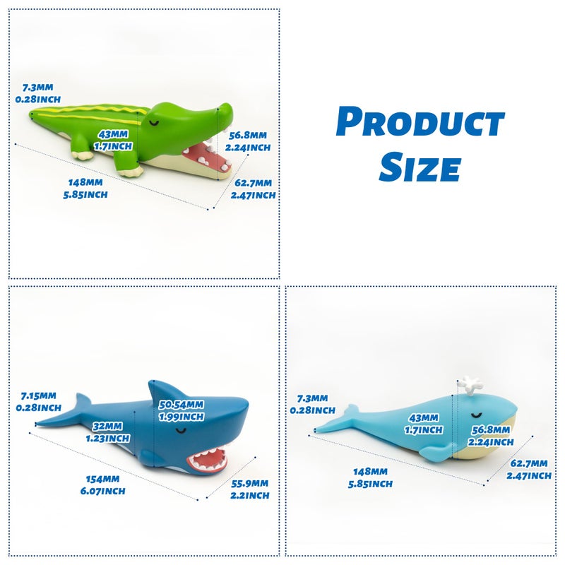 Dormercy 3Pcs Cute Door Stopper, Cartoon Shark Crocodile Whale Animal Door Stop, Decorative Door Wedge for Home and Office Floor(Patented) - Image 2