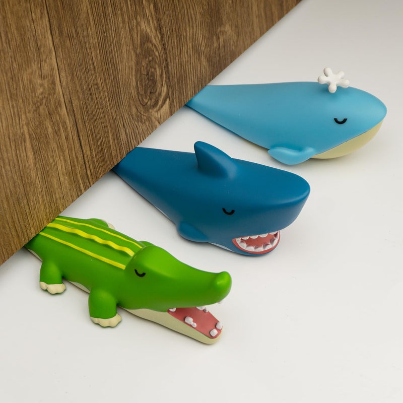 Dormercy 3Pcs Cute Door Stopper, Cartoon Shark Crocodile Whale Animal Door Stop, Decorative Door Wedge for Home and Office Floor(Patented) - Image 1