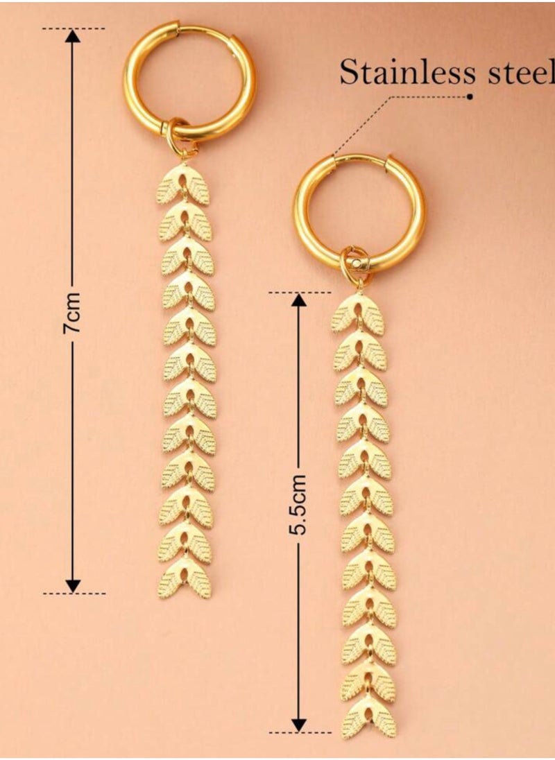 Dangle Charms - Elegant Stainless Steel Gold Plated Earrings For Women - Image 1