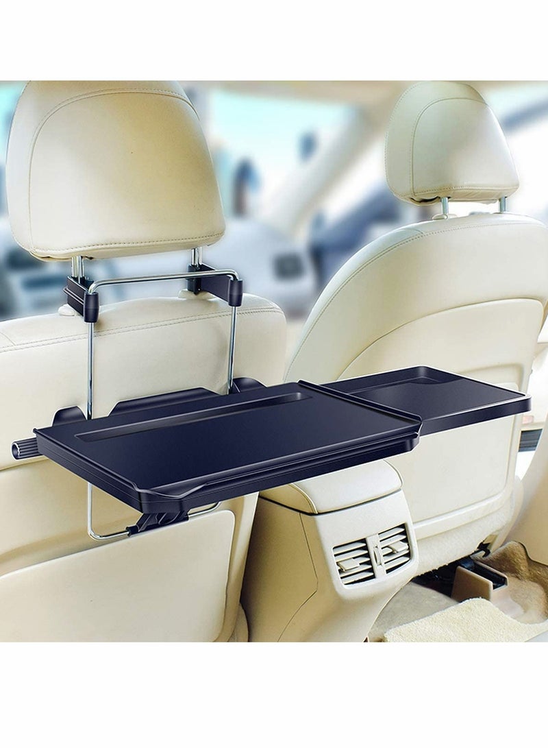 Car Steering Wheel Tray/Back Seat Headrest Tray 2 in 1 for Eating Food Drink and Writing Laptop Work, Black Car Desk