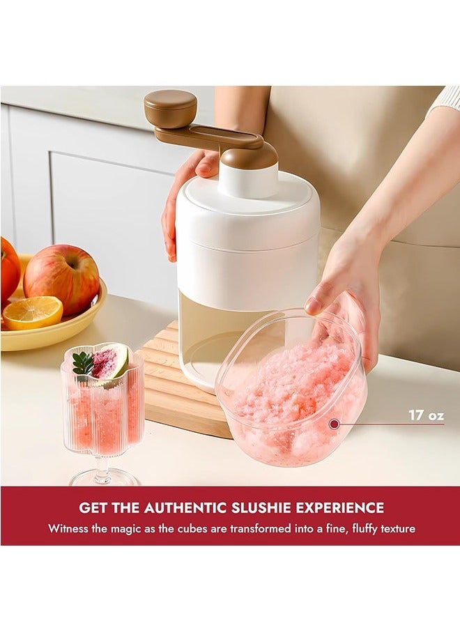 Snow Cone Machine Manual, Shaved Ice Maker Machine for Home, Ice Shaver Hand Crank, Slushy Maker Machine, Ice Crusher for Snow Cones, Ideal for Outdoor Picnics, Portable