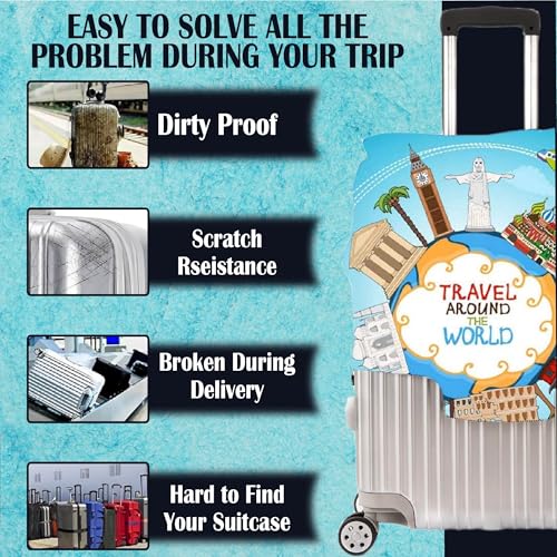 Handcuffs Luggage Cover Trolley Travel Covers, Washable Dust Proof Anti-Scratch Suitcase Protector (Multicolor, M (23"-26")) - Image 4