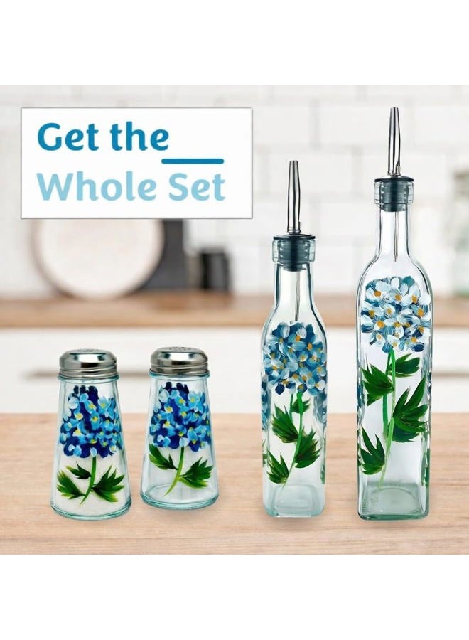 Containly Hand Painted Tapered Blue Hydrangeas Salt and Pepper Shaker Set - Image 4