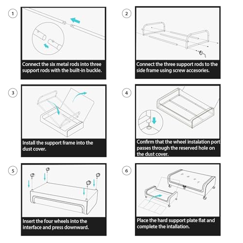 Nayasa Under Bed Storage Box | Storage Organizer | Ideal For Small Space Clothes Storage | Clothes, Shoes, Toys, Books With Clear Cover | Lockable Wheels | Set of 2 | Grey - Image 5