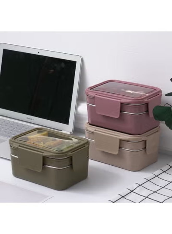 Walpck Bento Lunch Box for Adults Thermal Lunchbox Fresh-Keeping Bento Box Student Office Worker Portable Packed Lunch for Work Food School - Image 5
