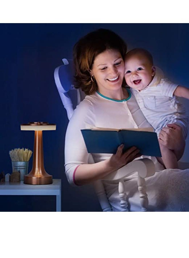 PADOM مصباح طاولة LED محمول من Padom مزود بمستشعر لمس، سطوع بثلاث مستويات، بطارية قابلة لإعادة الشحن لمدة تصل إلى 48 ساعة، إضاءة ليلية لغرف الأطفال، مصباح طاولة بجانب السرير  - Image 2