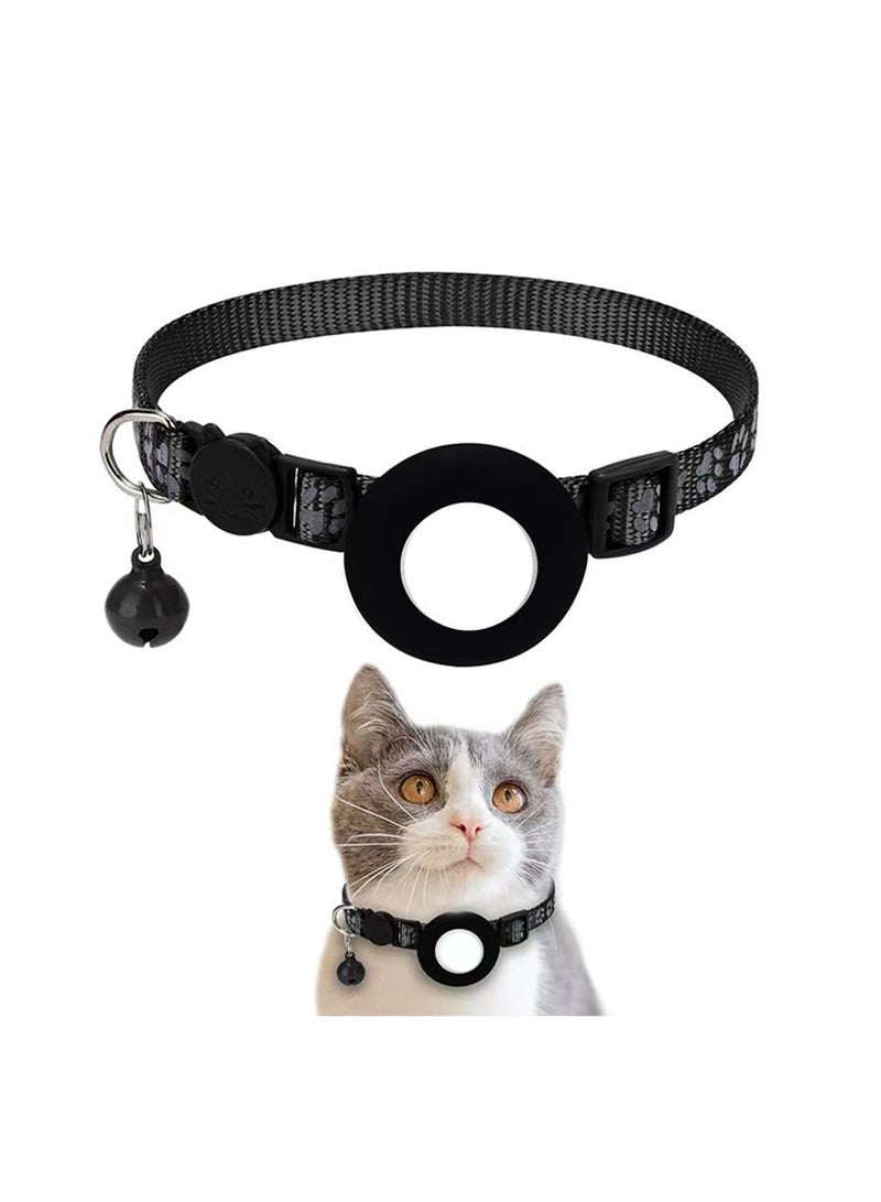 Airtag Cat Android Apple IOS Collar finder Breakaway GPS tracker for Dogs Cats, dog pet Reflective Kitten Collar tracking locator with smart Air Tag Holder and Bell - Image 1