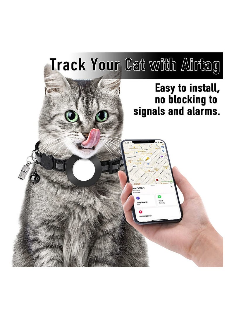 Airtag Cat Android Apple IOS Collar finder Breakaway GPS tracker for Dogs Cats, dog pet Reflective Kitten Collar tracking locator with smart Air Tag Holder and Bell - Image 3