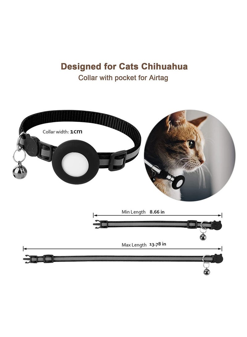 Airtag Cat Android Apple IOS Collar finder Breakaway GPS tracker for Dogs Cats, dog pet Reflective Kitten Collar tracking locator with smart Air Tag Holder and Bell - Image 2
