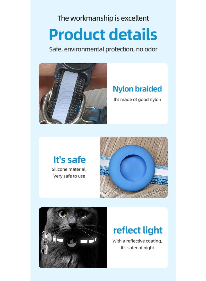 Airtag Cat Android Apple IOS Collar finder Breakaway GPS tracker for Dogs Cats, dog pet Reflective Kitten Collar tracking locator with smart Air Tag Holder and Bell - Image 5