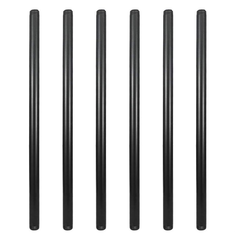 GeilSpace 6 Pack 1/2" Ã— 20" Pre-Cut Black Metal Pipe, Industrial Steel Fits Standard Half Inch Black Threaded Pipes and Fittings - Vintage DIY Industrial Shelving (1/2" Ã— 20")
