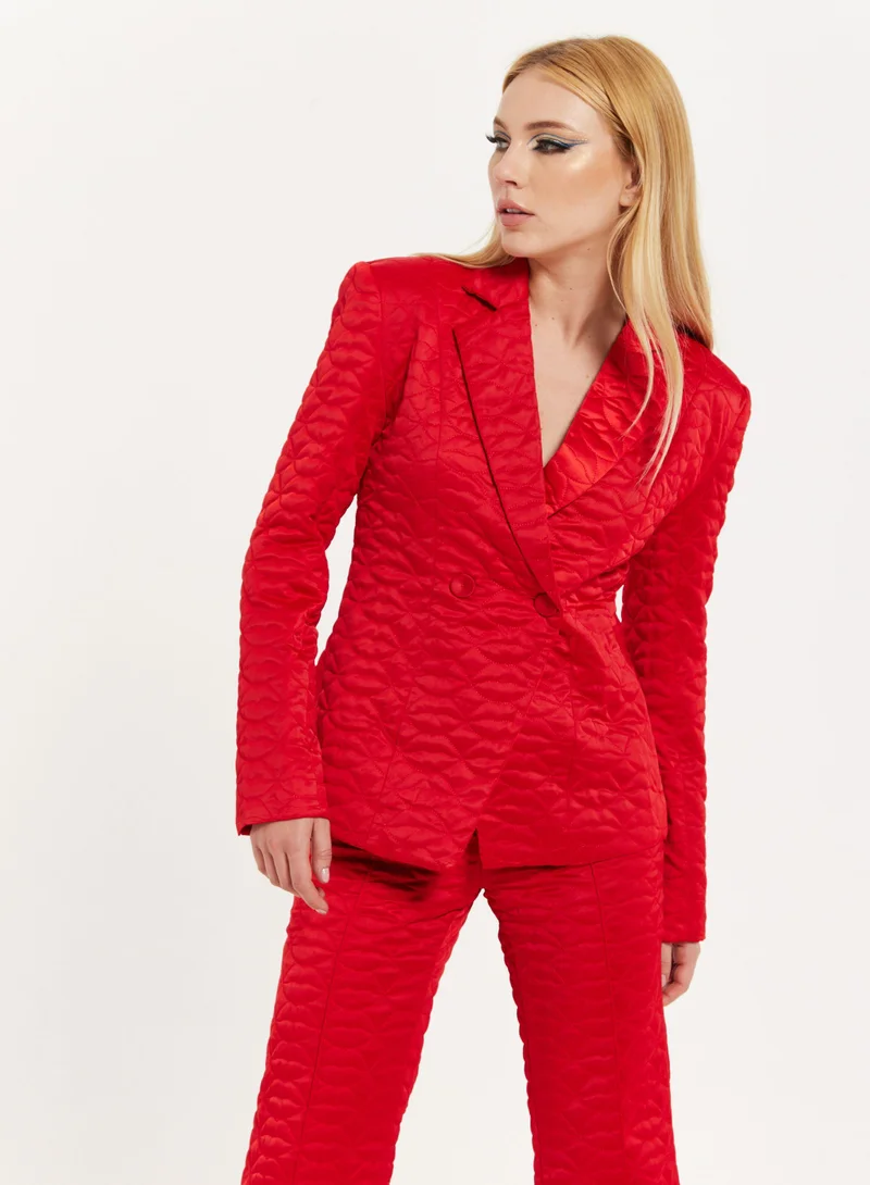 house of holland Lips Quilted Blazer In Red