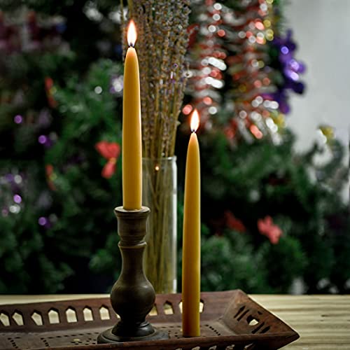 DEYBBY Natural Beeswax Taper Candles, DEYBBY Smokeless and Dripless Beeswax Candles, Long Lasting Burning, Nontoxic, 8 inch, 6 Pack - Image 4