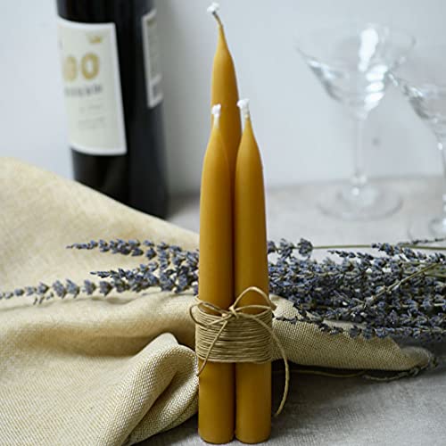 DEYBBY Natural Beeswax Taper Candles, DEYBBY Smokeless and Dripless Beeswax Candles, Long Lasting Burning, Nontoxic, 8 inch, 6 Pack - Image 5