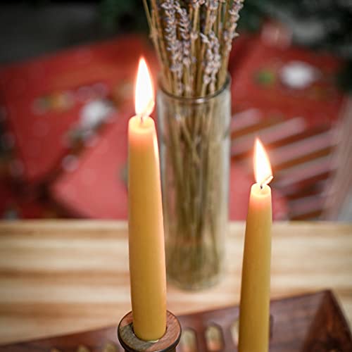 DEYBBY Natural Beeswax Taper Candles, DEYBBY Smokeless and Dripless Beeswax Candles, Long Lasting Burning, Nontoxic, 8 inch, 6 Pack - Image 3