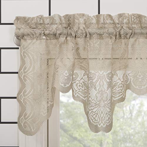 No. 918 Alison-Tr Floral Lace Sheer Rod Pocket Kitchen Curtain Valance, 58" x 14", Stone - Image 2