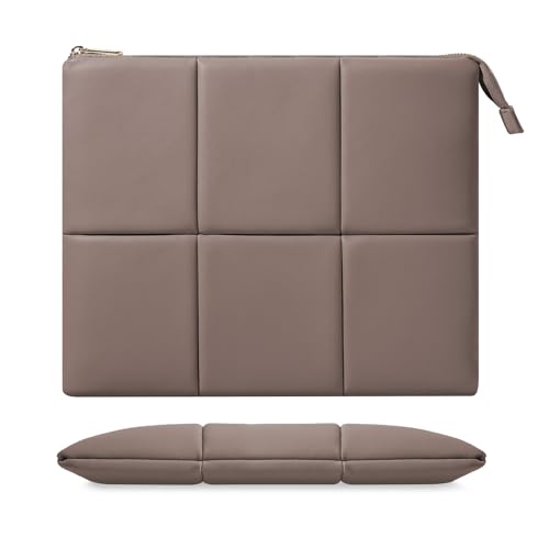 MoKo 13.3-14 Inch PU Leather Laptop Sleeve Fit with New Mac Neo 13", Mac Air 13'' M5 2026, Mac Pro 14'' M5, Mac Pro 13" M2/M1, Built-in Elastic Band, Laptop Carrying Case, Coffee - Image 1