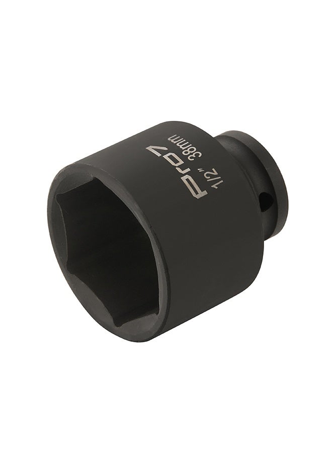 LAWAZIM Pro7 1/2inch Drive Shallow Impact Socket - CR-MO 6 Point Metric Size 38mm - Hex Shallow Socket for Tight Spaces for Ratchets & Torque Electric Wrenches - Ideal for Wheel, Axle & Suspension Use - Image 1