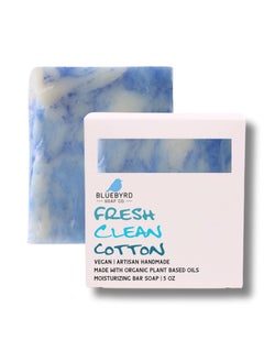 BLUEBYRD SOAP CO. Bluebyrd Soap Co Clean Cotton Soap Bar for Kids  Teens Vegan Natural Soap Bars for Kids Handmade in the USA Made with Coconut Oil  Shea Butter 46oz Bar of Soap Clean 