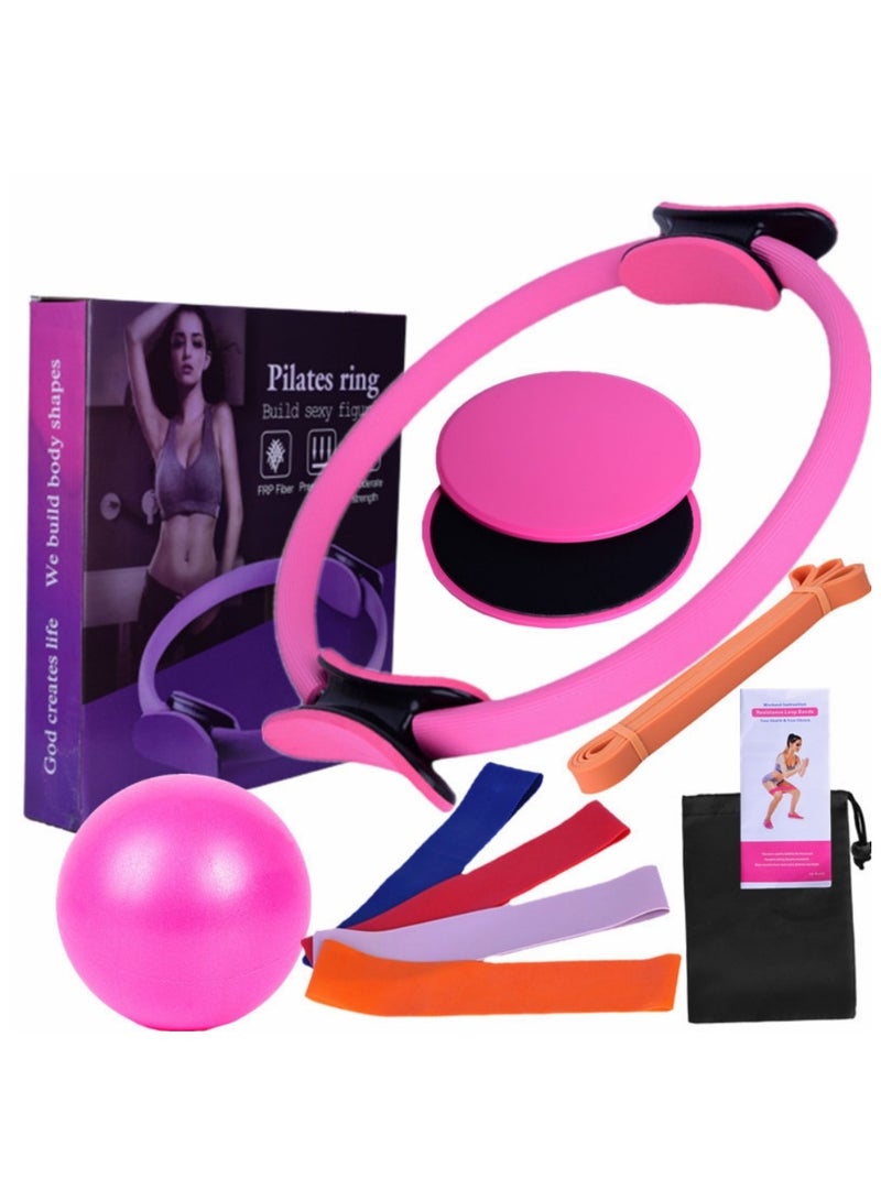 XiuWoo Yoga Sets Pilates Equipment for Home Workouts Pilates Ring and Ball Set Resistance Bands Perfect for Home Pilates Equipment Full Body Workouts  - Image 1