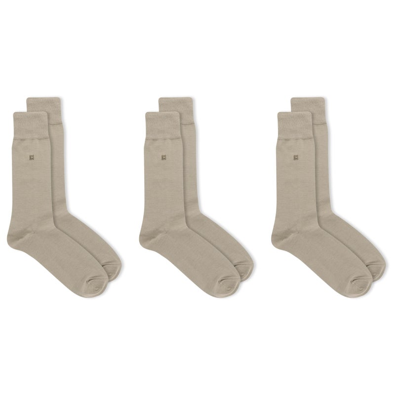 Chaps Men's Solid Rayon Blend Dress Crew Trouser Socks 3 Pair, Khaki Sock Size:10-13/Shoe Size: 6-12 - Image 2