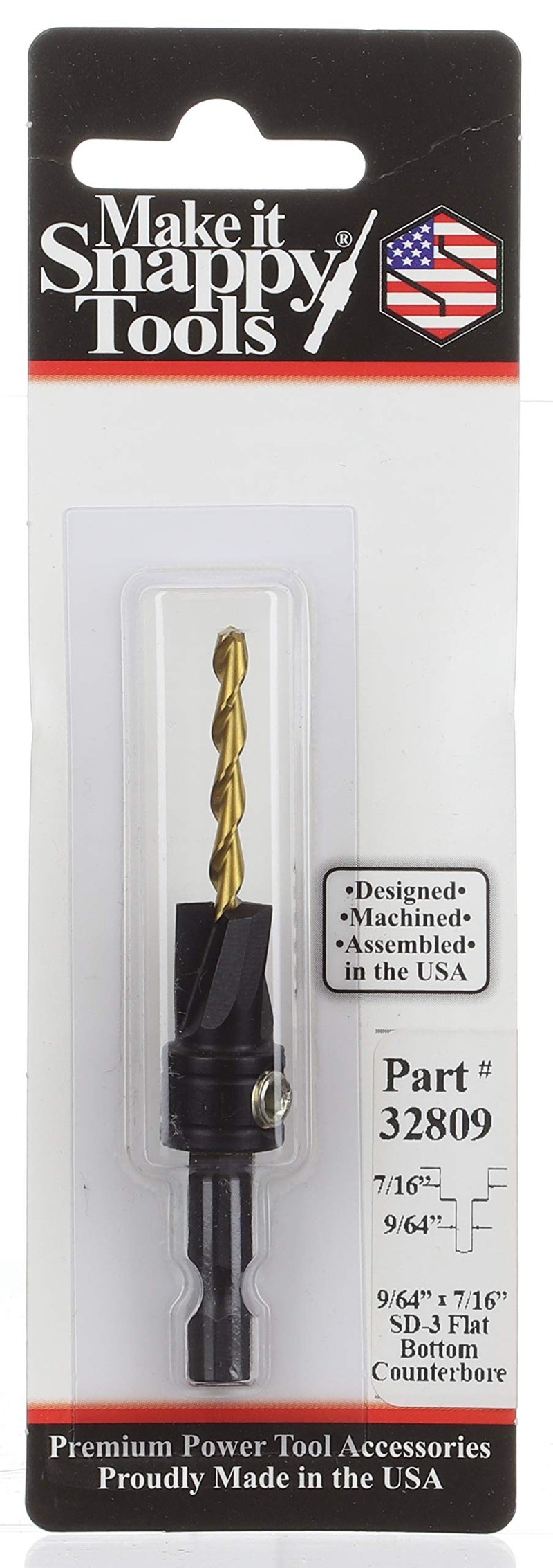 Make It Snappy Tools 9/64 Inch X 7/16 Inch 3-Flute Flat Bottom Counterbore With Tin Coated Twist Drill #32809 - Image 2