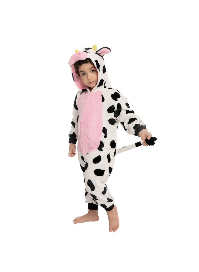 Spooktacular Creations Spooktacular Creations Halloween Baby Cow Costume, Toddler Unisex Cow Pajama Jumpsuit, Hooded Romper Plush for Toddler Animal Pajamas Dress Up  - Image 3