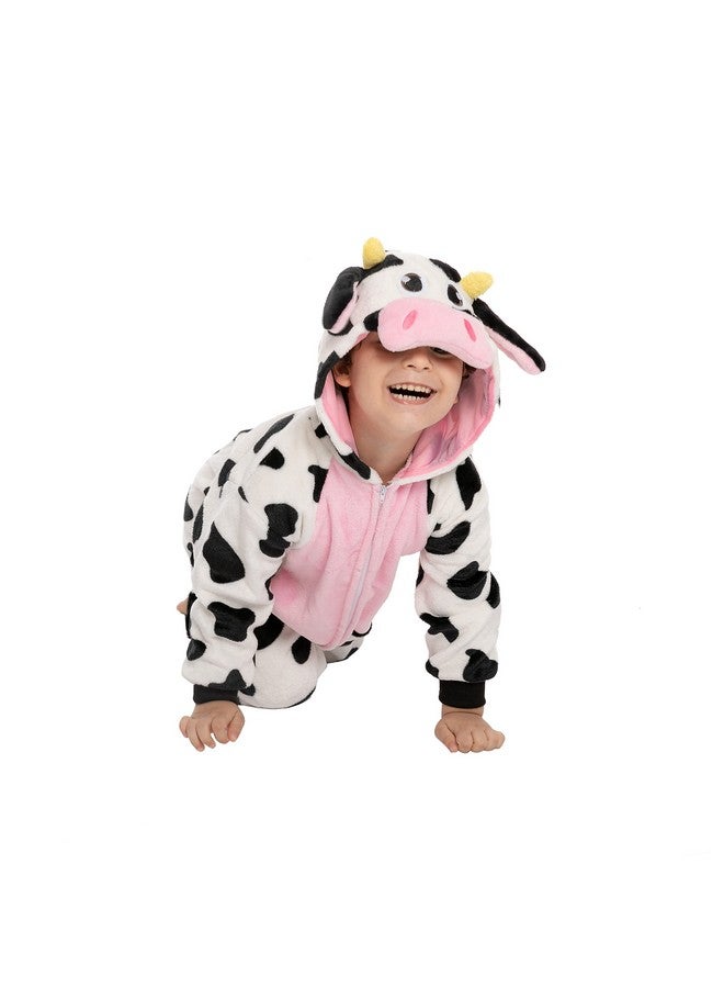 Spooktacular Creations Spooktacular Creations Halloween Baby Cow Costume, Toddler Unisex Cow Pajama Jumpsuit, Hooded Romper Plush for Toddler Animal Pajamas Dress Up  - Image 2
