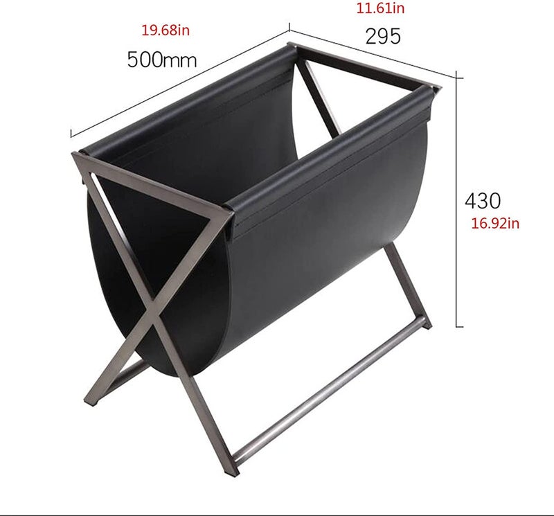 INDIAN DECOR INDIAN DECOR 48269 Metal Leather Art Book Tables and Newspaper Rack Stainless Steel Magazine Rack Sofa Coffee Table Crossover Design Size 1968 1161 1692in Color Black  - Image 3