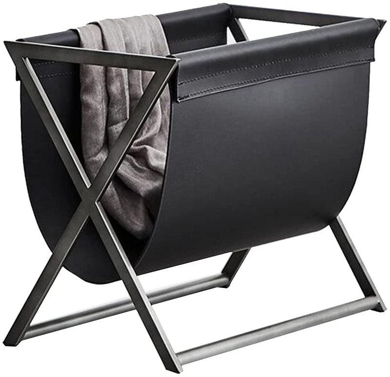 INDIAN DECOR INDIAN DECOR 48269 Metal Leather Art Book Tables and Newspaper Rack Stainless Steel Magazine Rack Sofa Coffee Table Crossover Design Size 1968 1161 1692in Color Black  - Image 1
