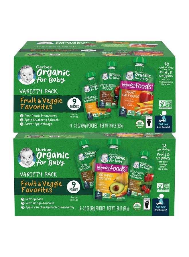 Gerber 2nd Foods Organic for Baby Puree Blend Pouches Variety Pack, Fruit & Veggie Favorites (Variety) - Image 1