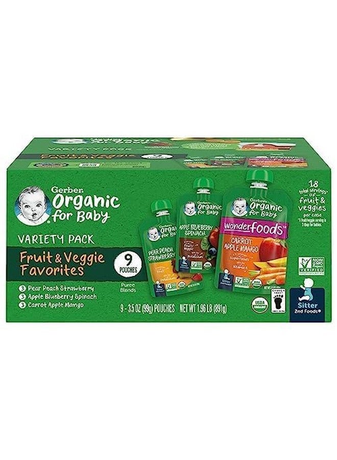 Gerber 2nd Foods Organic for Baby Puree Blend Pouches Variety Pack, Fruit & Veggie Favorites (Variety) - Image 2