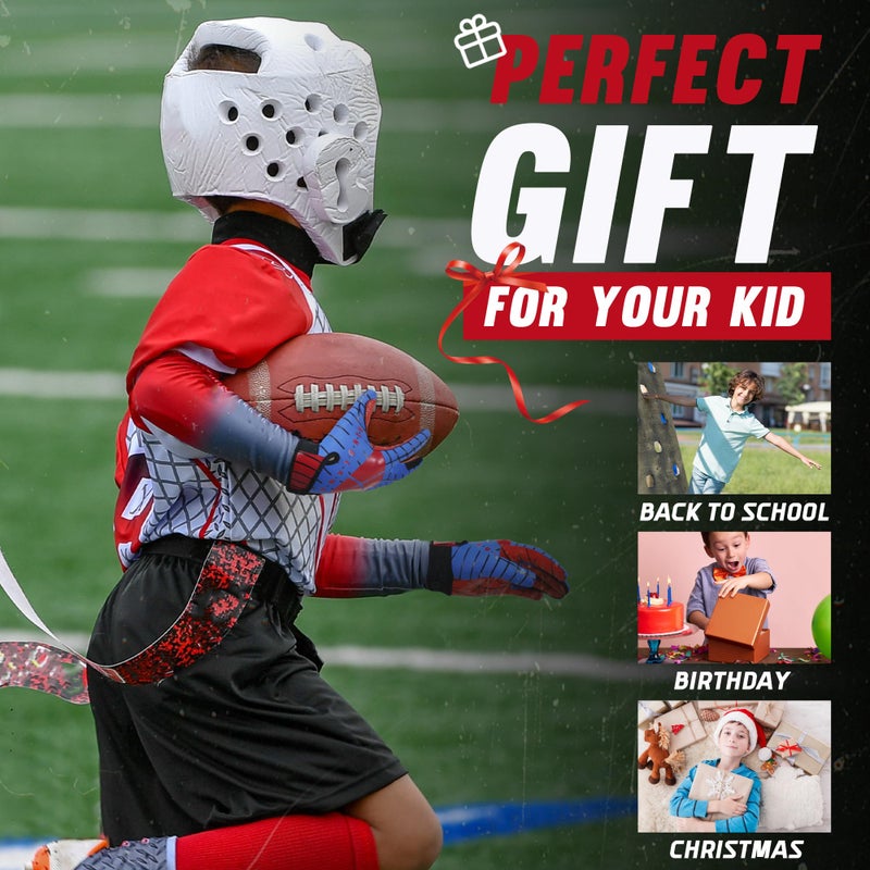 AIGEVTURE Youth Football Gloves Kids Inspired Receiver Gloves Boys Girls Unmatched Grip Comfort Blue and Red X-Small - Image 4