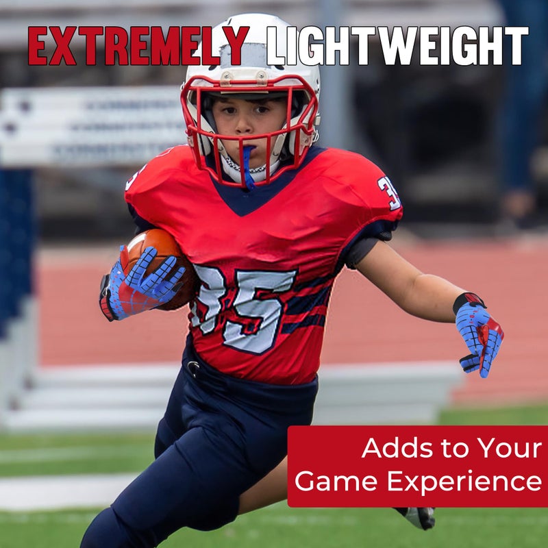 AIGEVTURE Youth Football Gloves Kids Inspired Receiver Gloves Boys Girls Unmatched Grip Comfort Blue and Red X-Small - Image 3