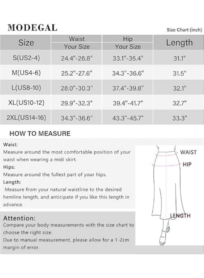 Women's Satin A-Line Midi Skirt, High Waist, Flared, Hidden Elastic Waistband - Image 4