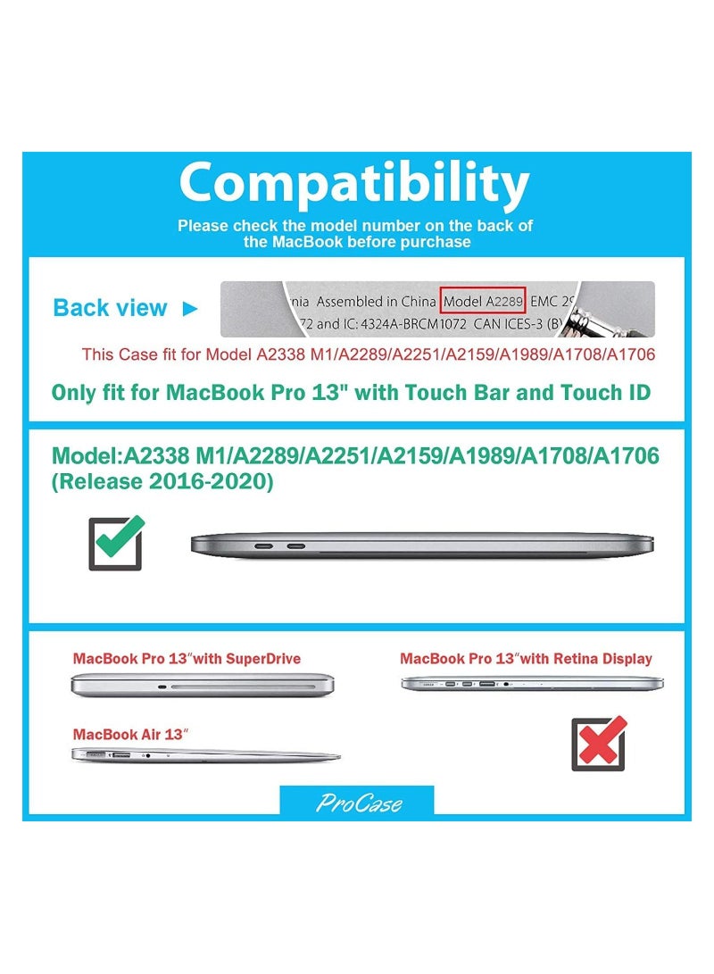 Procases MacBook Pro 13 Case 2022 2020 Release M1 Chip A2338 A2289 A2251, Hard Case Shell Cover and Keyboard Skin Cover for New MacBook Pro 13 Inch -Darkblue - Image 2