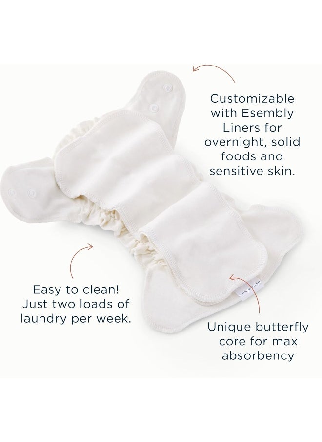 Esembly Esembly Cloth Diaper Inner, Trim-Fitting, Certified Organic Cotton, Reusable and Absorbent Leak-Proof Inserts with Snap Closure for Eco-Friendly Diapering, 3-Pack, Size 2 (18-35lbs)  - Image 3