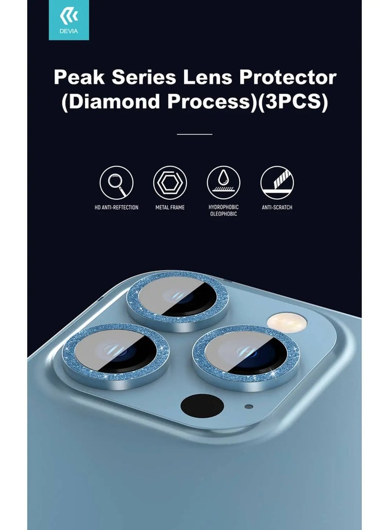 ديفيا Diamond Lens Protector(3PCS) Compatible with iPhone 12 Pro (6.1")", Seamless Absorption, 360 Protection Lens, 9H Hardness, Explosion-proof & Scratch-proof - Blac - Image 1