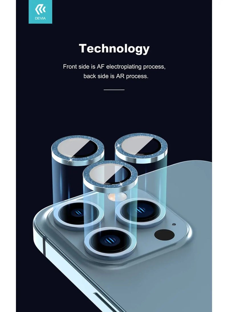ديفيا Diamond Lens Protector(3PCS) Compatible with iPhone 12 Pro (6.1")", Seamless Absorption, 360 Protection Lens, 9H Hardness, Explosion-proof & Scratch-proof - Blac - Image 2