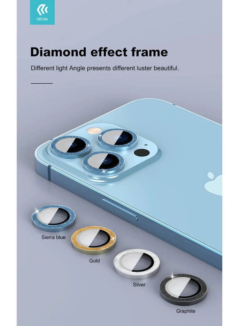 ديفيا Diamond Lens Protector(3PCS) Compatible with iPhone 12 Pro (6.1")", Seamless Absorption, 360 Protection Lens, 9H Hardness, Explosion-proof & Scratch-proof - Blac - Image 3