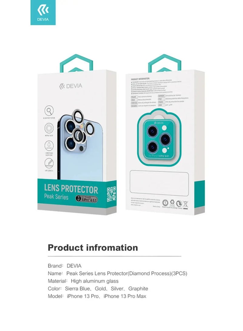ديفيا Diamond Lens Protector(3PCS) Compatible with iPhone 12 Pro (6.1")", Seamless Absorption, 360 Protection Lens, 9H Hardness, Explosion-proof & Scratch-proof - Blac - Image 4