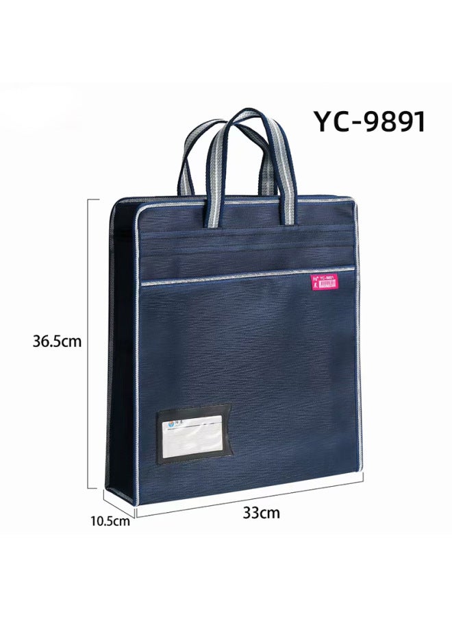HELPS A4 Satchel Document Bag Customized Large-capacity Multi-functional Document Bag Oxford Cloth Double Zipper Information Conference Briefcase - Image 1