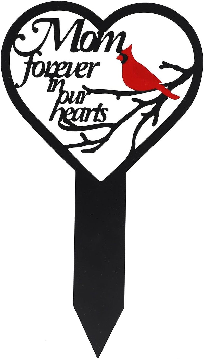 OZIO Mom-A Heart Cardinals Metal Memorial Plaque Decoration for Cemetery Mom and Dad - Image 1