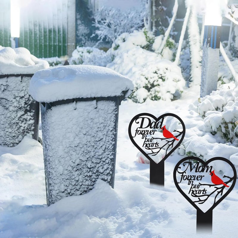 OZIO Mom-A Heart Cardinals Metal Memorial Plaque Decoration for Cemetery Mom and Dad - Image 5
